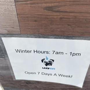 Winter Hours