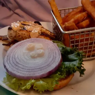 Fish sandwich and frys