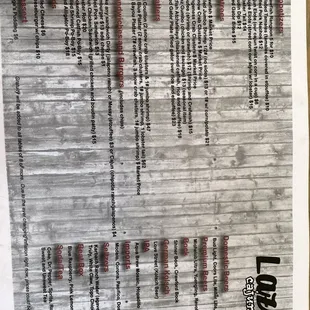 Front of the menu