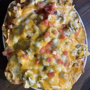 a cheesy pizza on a plate