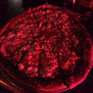 Buffalo chicken pizza on whole wheat
