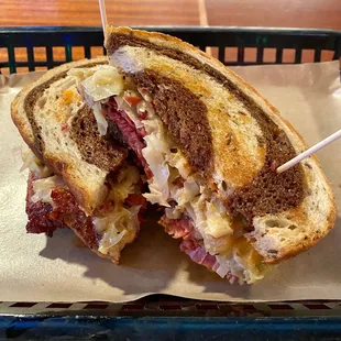 Reuben with fresh corned beef from scratch.