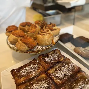 a variety of pastries on display