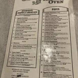 front of menu