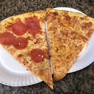 Classic slice and one with pepperoni