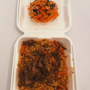 My order: Pilaf with salad. Yum.