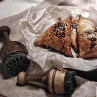 two pastries on a table