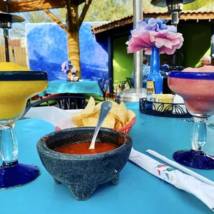 Margaritas chips and salsa.