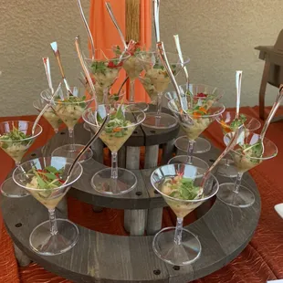 Peruvian Ceviche in mini martini glass