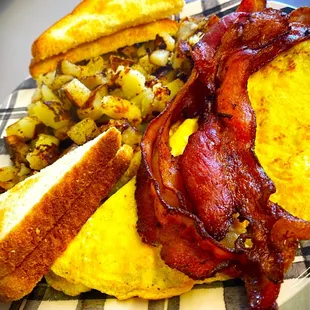 Full breakfast with scrambled eggs