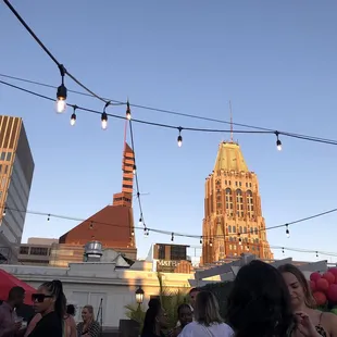 a crowd of people at a party