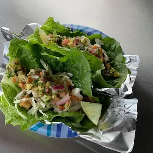 a plate of lettuce salad