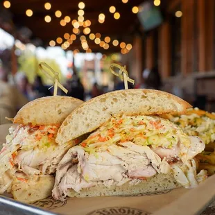 a roast turkey sandwich and french fries