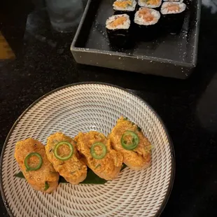 Crispy Rice w/ Spicy Tuna* (3 pcs.) The Hosomaki* -Traditional Cut Roll - Choice of 2