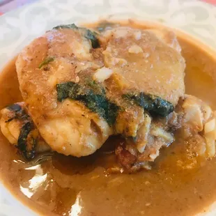 Bouillabaisse in our dishes at home. (Mussel shells removed)