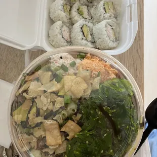 Regular Poke Bowl and California Rolls