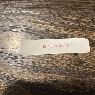 My lucky numbers from my fortune cookie