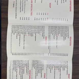 Menu back