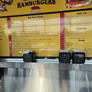 the menu of the restaurant