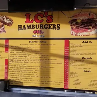 the menu of the restaurant