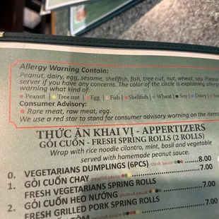 Allergy info on their menu!