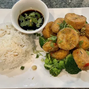 55. Dau Hu Xao Sa Ot Cay salt and pepper egg tofu with lemongrass, chilis and broccoli