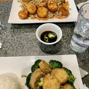 Lemongrass salt and pepper egg tofu and 56. Pad Thai Chay