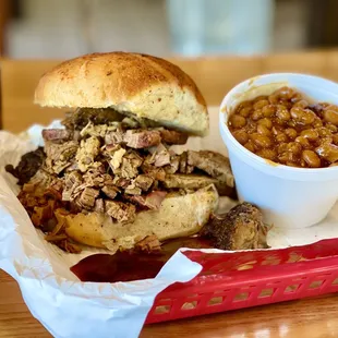 Beef Brisket with Ribs &amp; Beans side