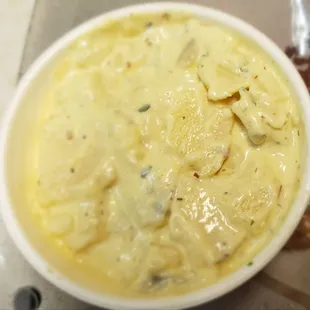 a bowl of soup on a table