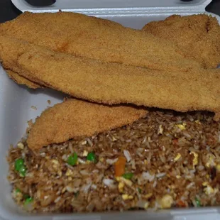 Cat fish and fried rice