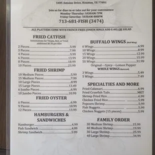 menu