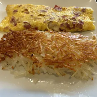 Breakfast Corned Beef and Swiss Omelet