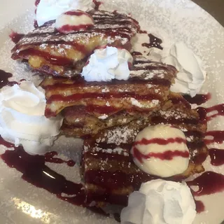 Breakfast Red Velvet Stuffed French Toast