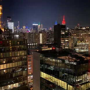 a view of a city at night