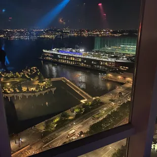 a view of a city at night