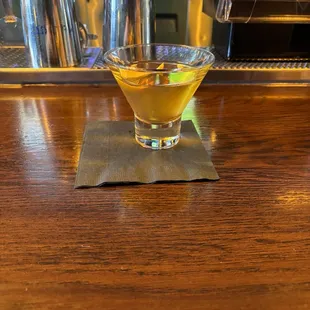 An old fashioned, no ice, in a martini glass? Poor training of the bartenders by management obviously......