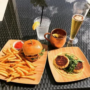 two plates of food on a table