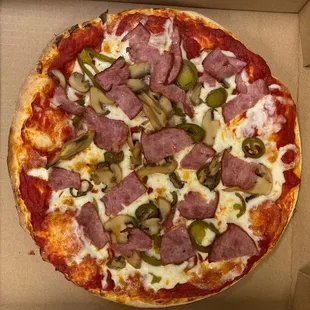 a pizza in a pizza box