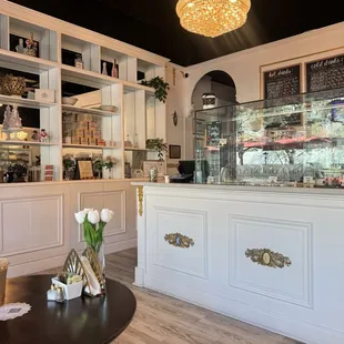 Front left seating area adjacent to the order desk.