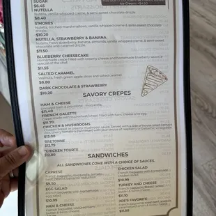 Other side of the menu. So much to choose from! Sweet or savoryyyyy?!?