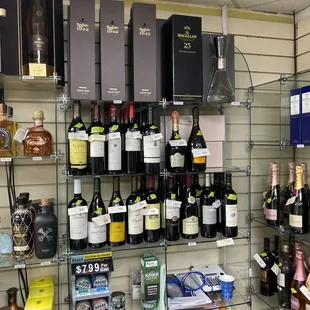 shelves of wine and liquor