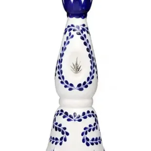 a blue and white vase