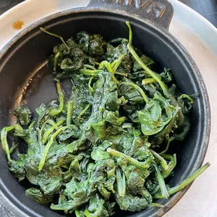 Sautéed spinach, way too salty