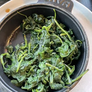 Sautéed spinach, way too salty