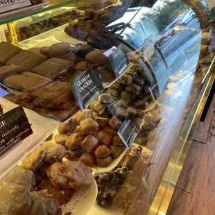 a variety of pastries on display