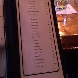 Beer list...and my tequila
