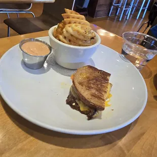 Kids grilled cheese with waffle fries