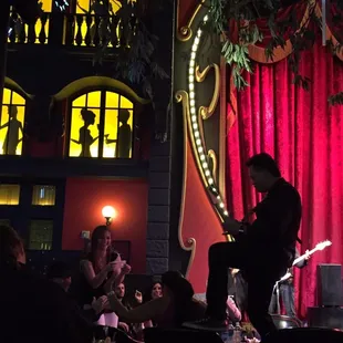 Guitarist working the room