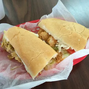 1/2 shrimp and 1/2 oyster po boy