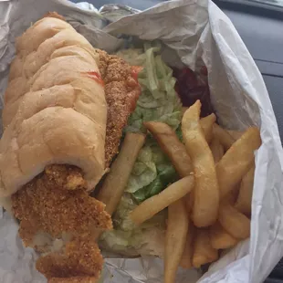 Half fish poboy...delicious!